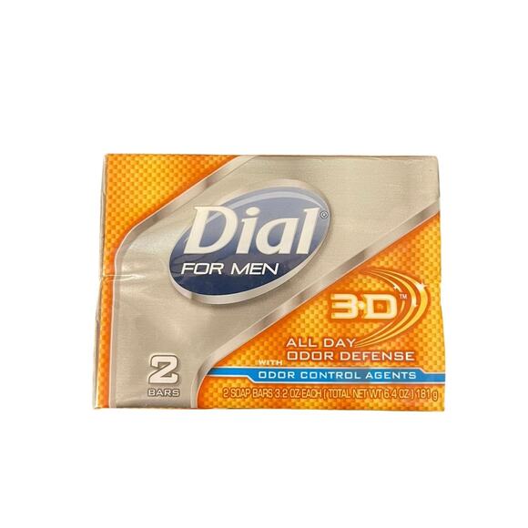 Dial For Men 3D All Day Odor Defense Bar Soap Antibacterial -1 Pack/2 Bars - Picture 1 of 2